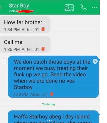 Alleged text message conversation between Wizkid and his thug
