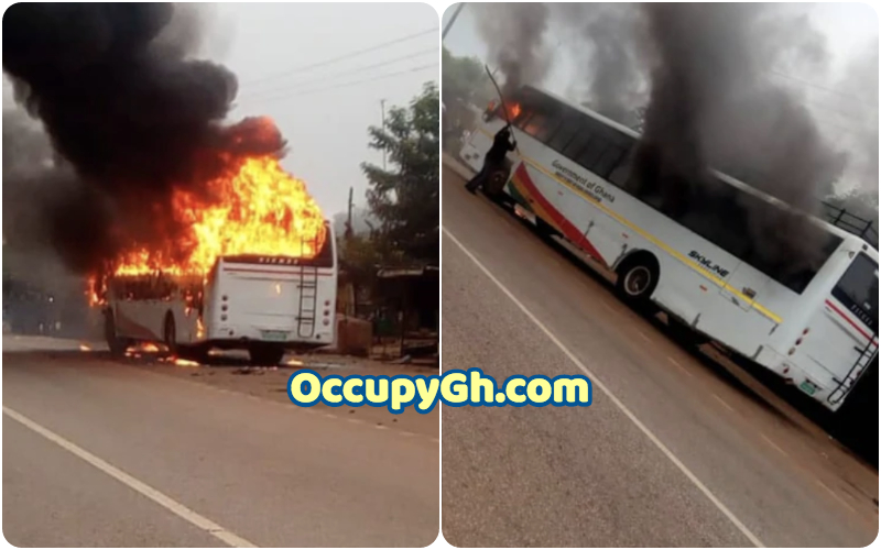KNUST bus catches fire