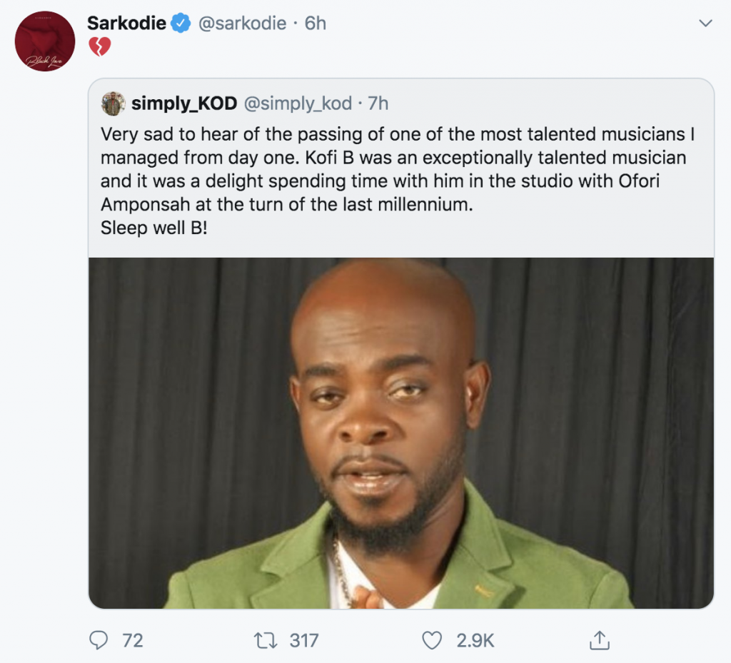 Sarkodie Reacts Kofi B's Death