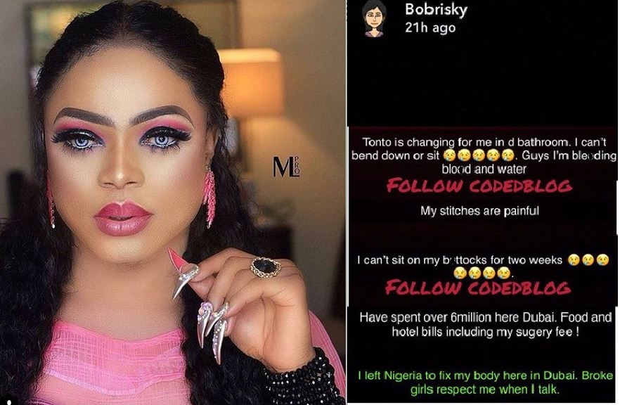 Bobrisky Bleeding Blood & Water After Butts Surgery