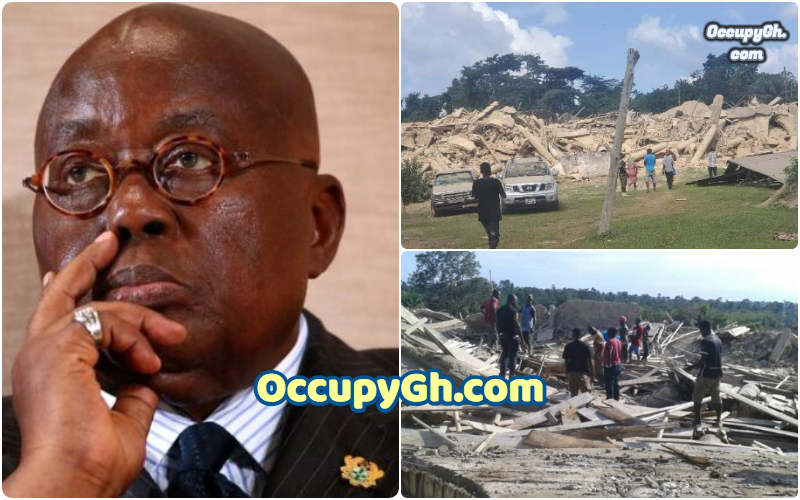 akufo addo reacts to church building collapse in Akim Batabi