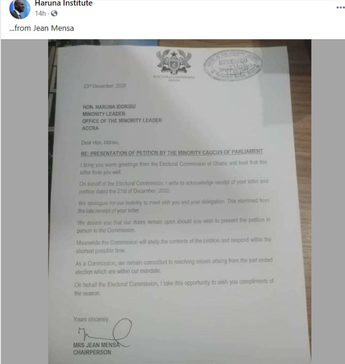 Jean Mensa Letter NDC MPs