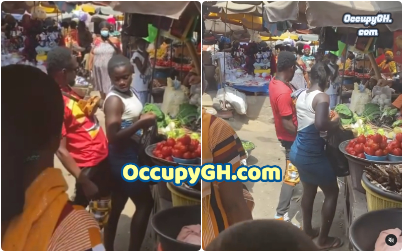 Funny Face Caught In Video Grinding Lady at market