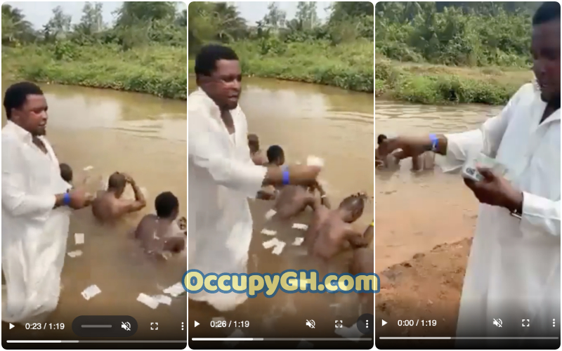 prophet spraying money boys in river