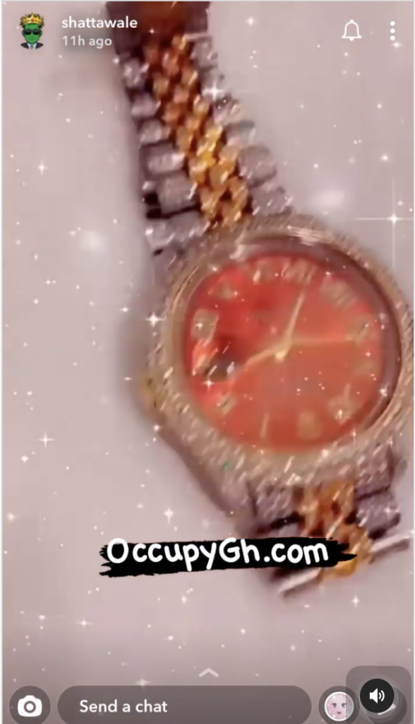 shatta wale diamond rolex watch