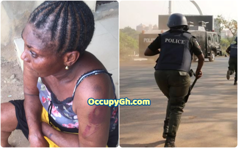 policeman brutalize woman