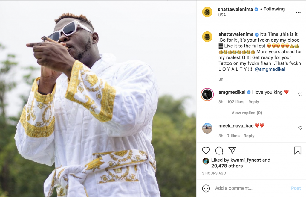 Shatta Wale birthday message medikal