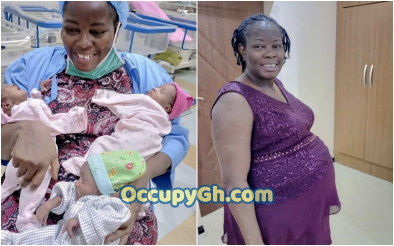 woman gives birth triplet