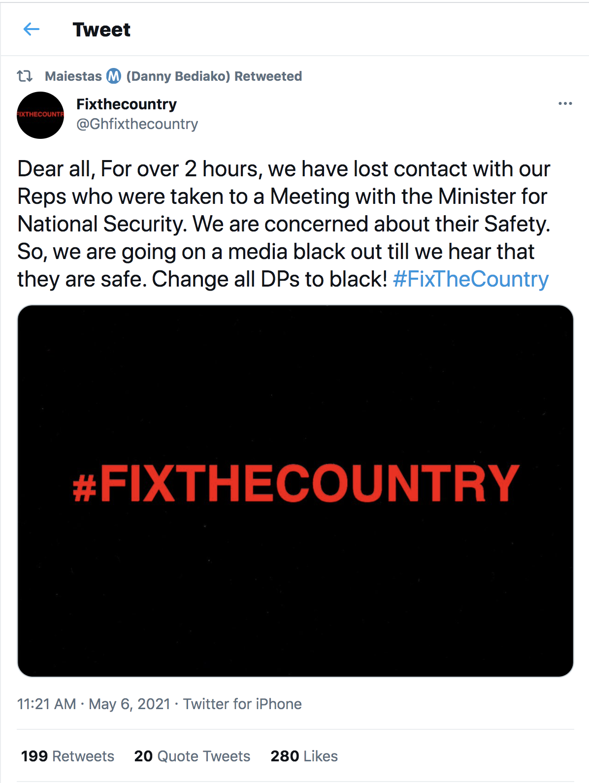 #FixTheCountry representatives missing