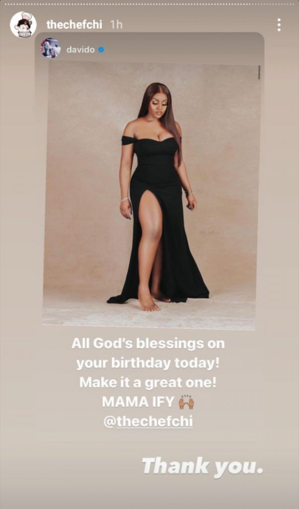 Chioma Reacts Davido Mama Ify birthday