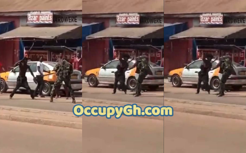 mad man beating military man kasoa