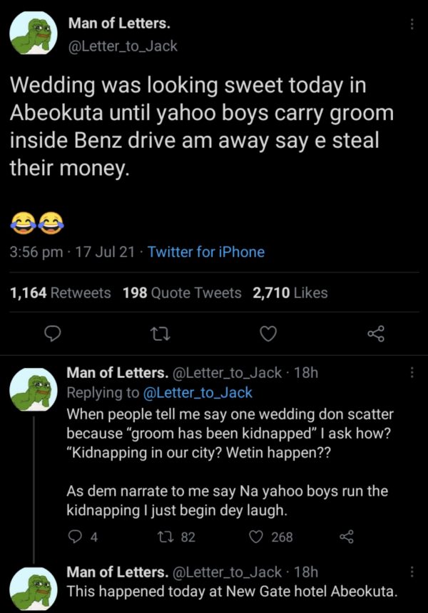 Man Kidnapped Wedding By Yahoo Boys