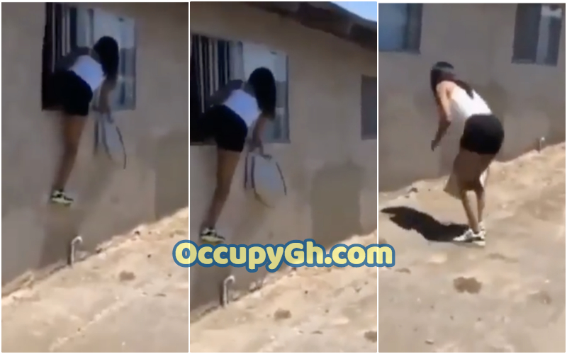 Lady Caught Escaping Through Window
