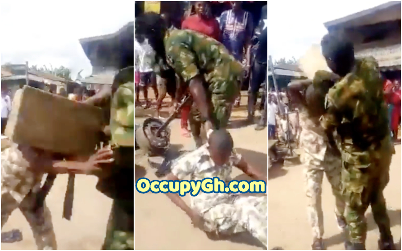 Soldier beats Civilian Wearing Camouflage