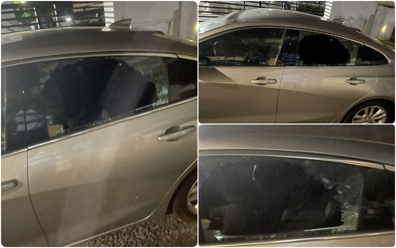armed men shot lady car