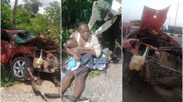 woman child survives ghastly accident