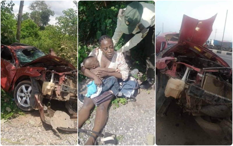 woman child survives ghastly accident