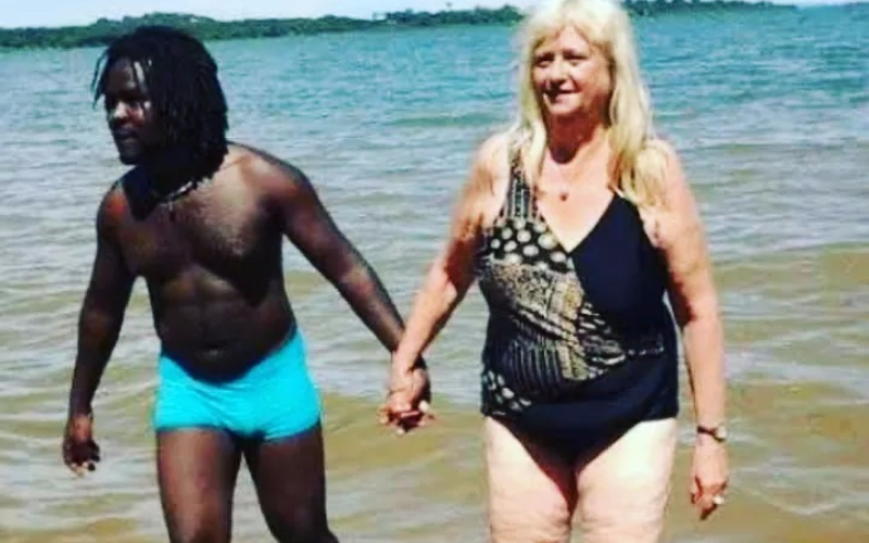 black man with aged white woman