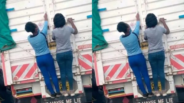 slay queens clinging behind truck