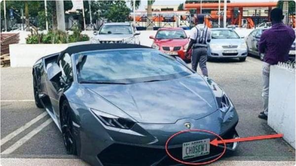 stolen Lamborghini found ghana nigeria number plate