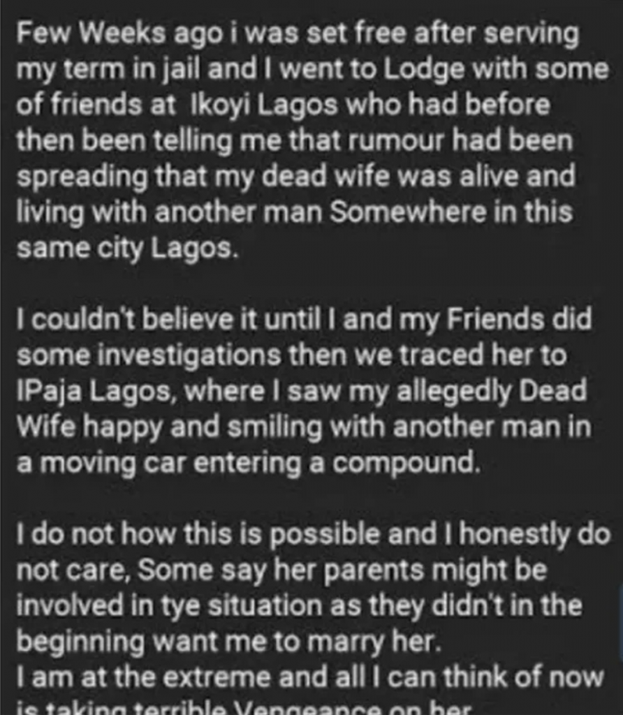 Wife fake death
