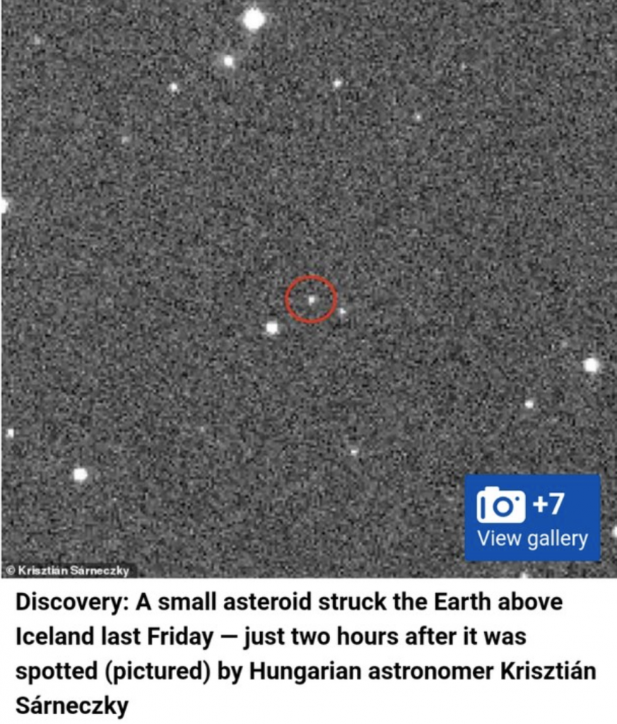 Asteroid strikes iceland