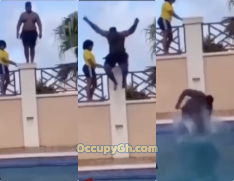 man dive swimming pool impress girl