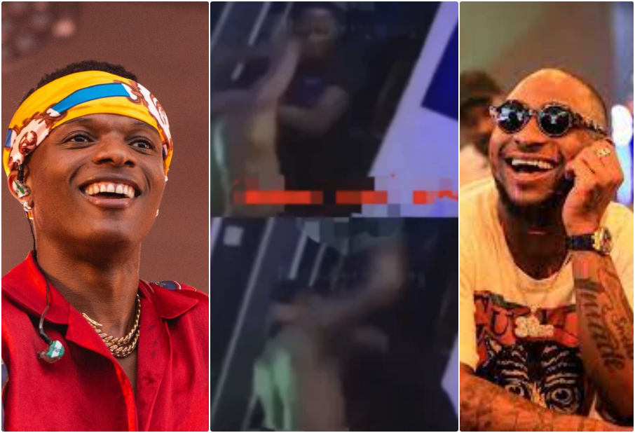 two men fight over davido and wizkid