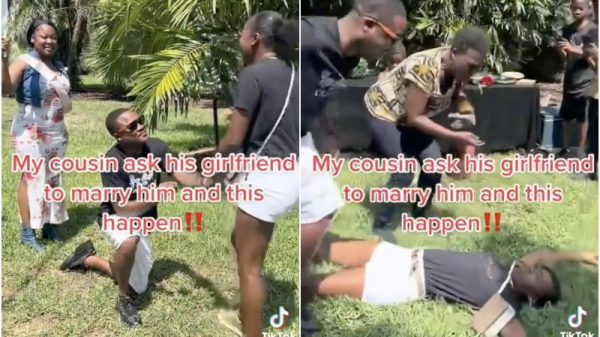 lady faints boyfriend proposed