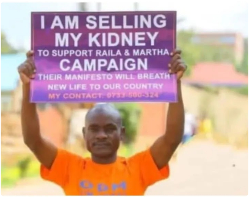 man selling kidney for raila