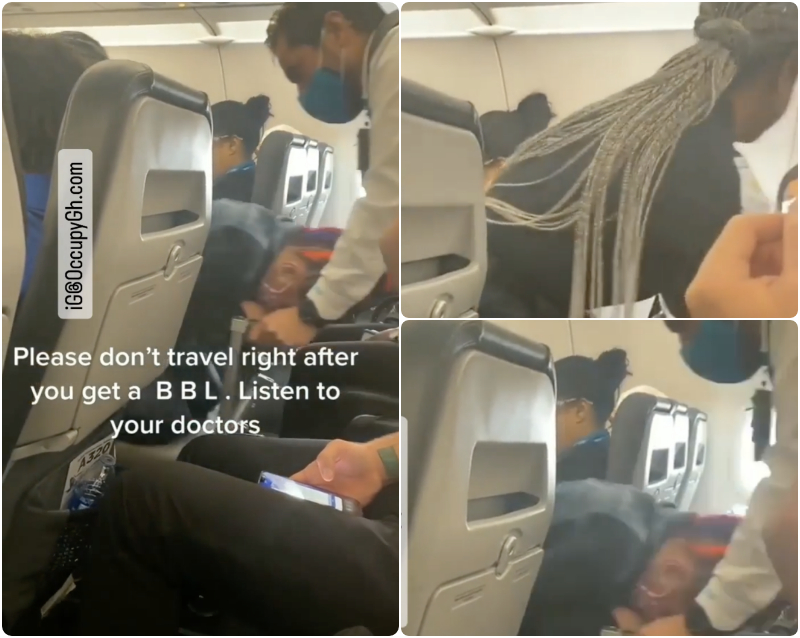 woman bbl explodes on plane