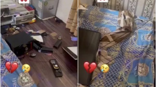 lady destroys boyfriend items room