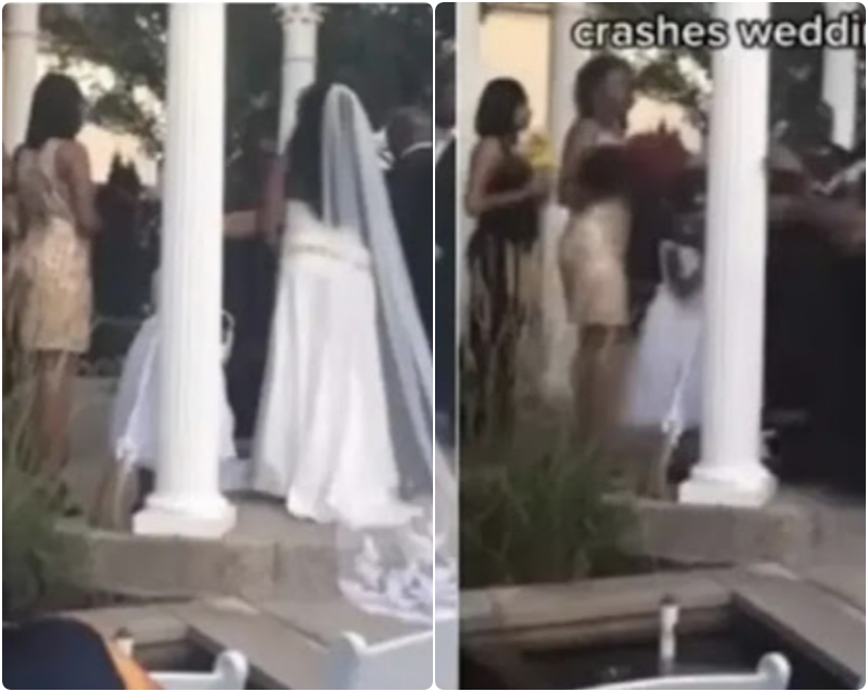 pregnant woman crashes boyfriend's wedding