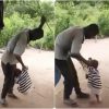 man beats child