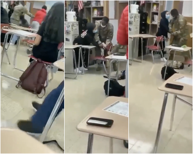 Girl With Knife in school