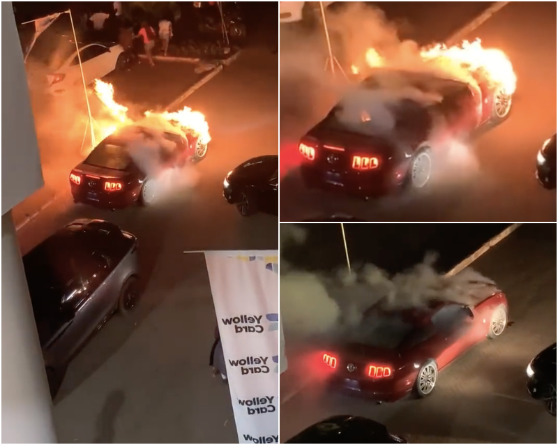 car catches fire legon