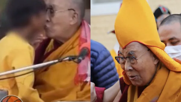 Dalai Lama kisses boy