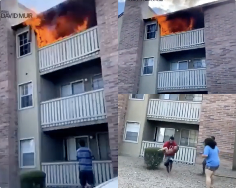Man Catches 3-Year-Old baby From Burning Balcony