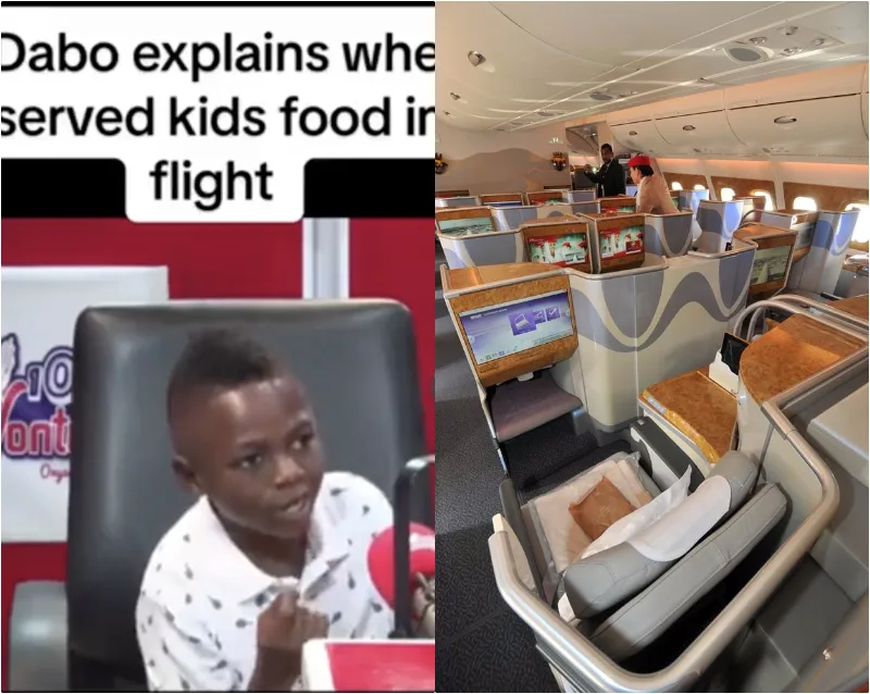 yaw dabo served kids food on flight plane