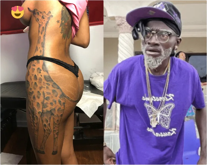 ghanaian lady tattoo giraffe on body 2