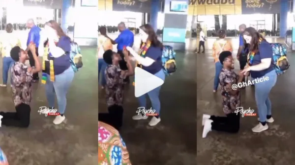 ghanaian man proposes white girlfriend airport