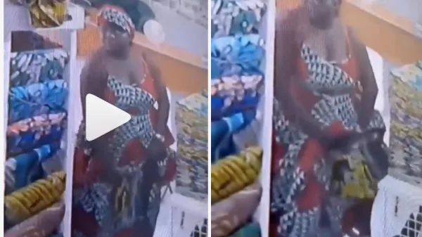 ghanaian women steal fabric shop