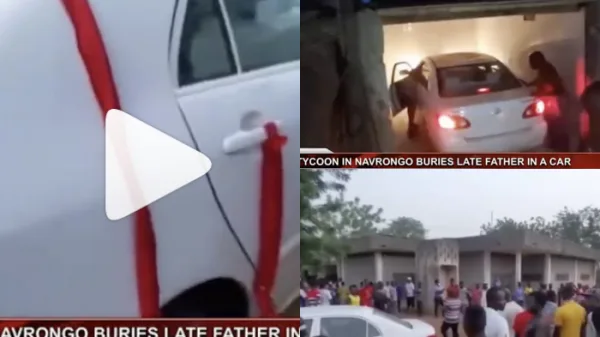 man buries late father in toyota corolla car navrongo ghana