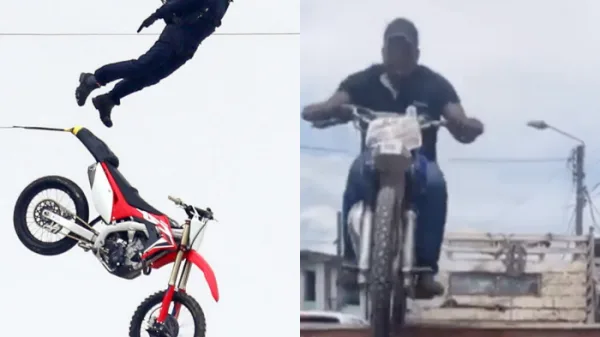 nigerian man emulate Tom Cruise motorbike stunt