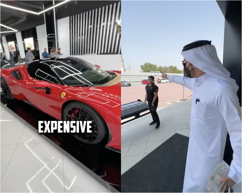 Man Flaunts Money Car Showroom UAE