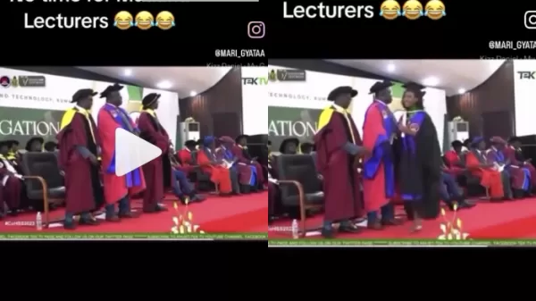 Female Graduand Snubs Male Lecturer