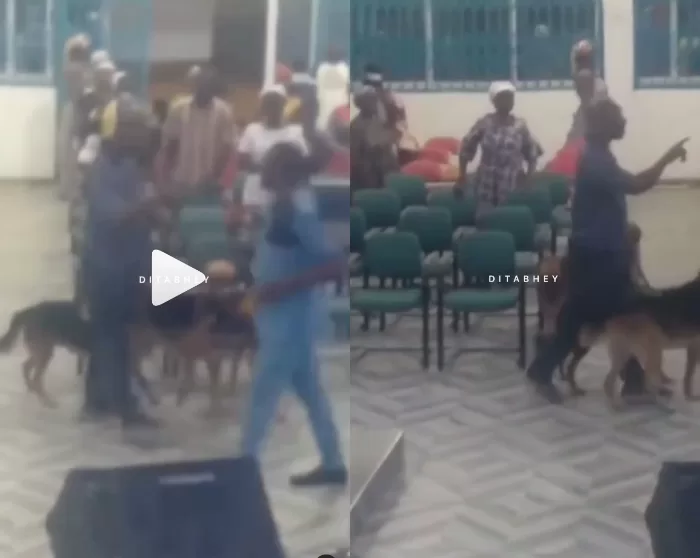man storms church dogs over noise making
