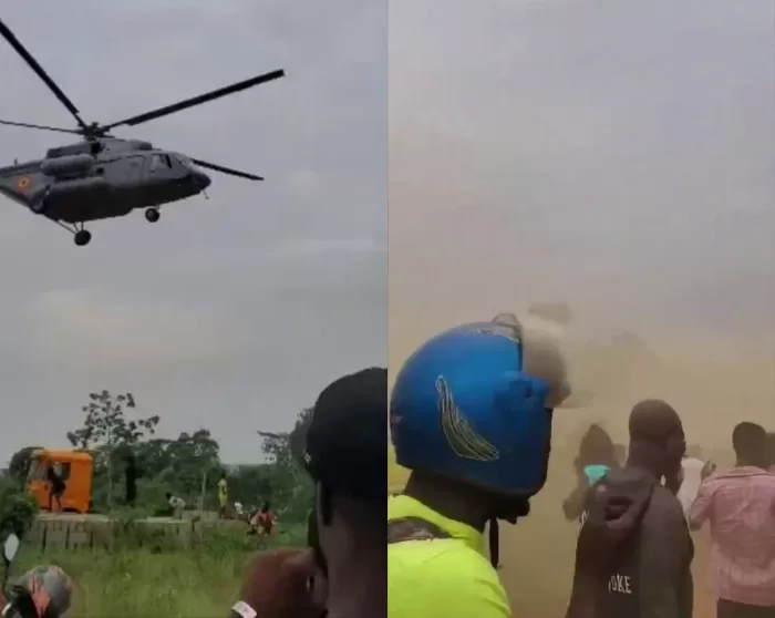 ghana Air Force helicopter emergency landing
