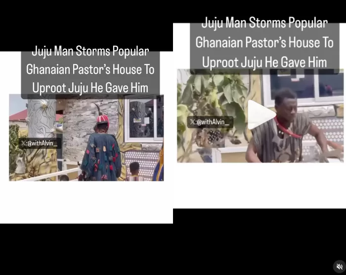 juju man storms ghanaian pastor house uproot charm