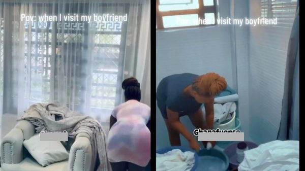 Lady Wash Cleans Boyfriend House